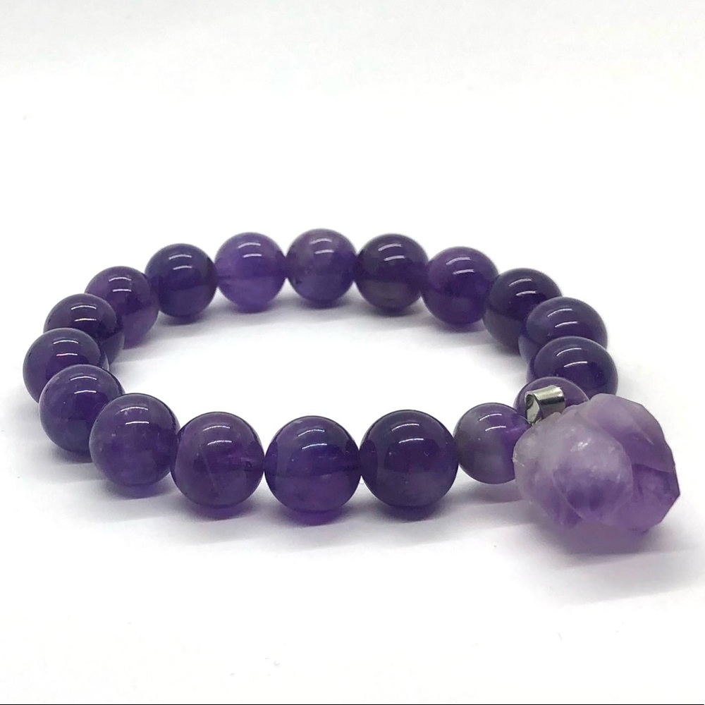 Amethyst Bracelet W/ Amethyst Stone Charm